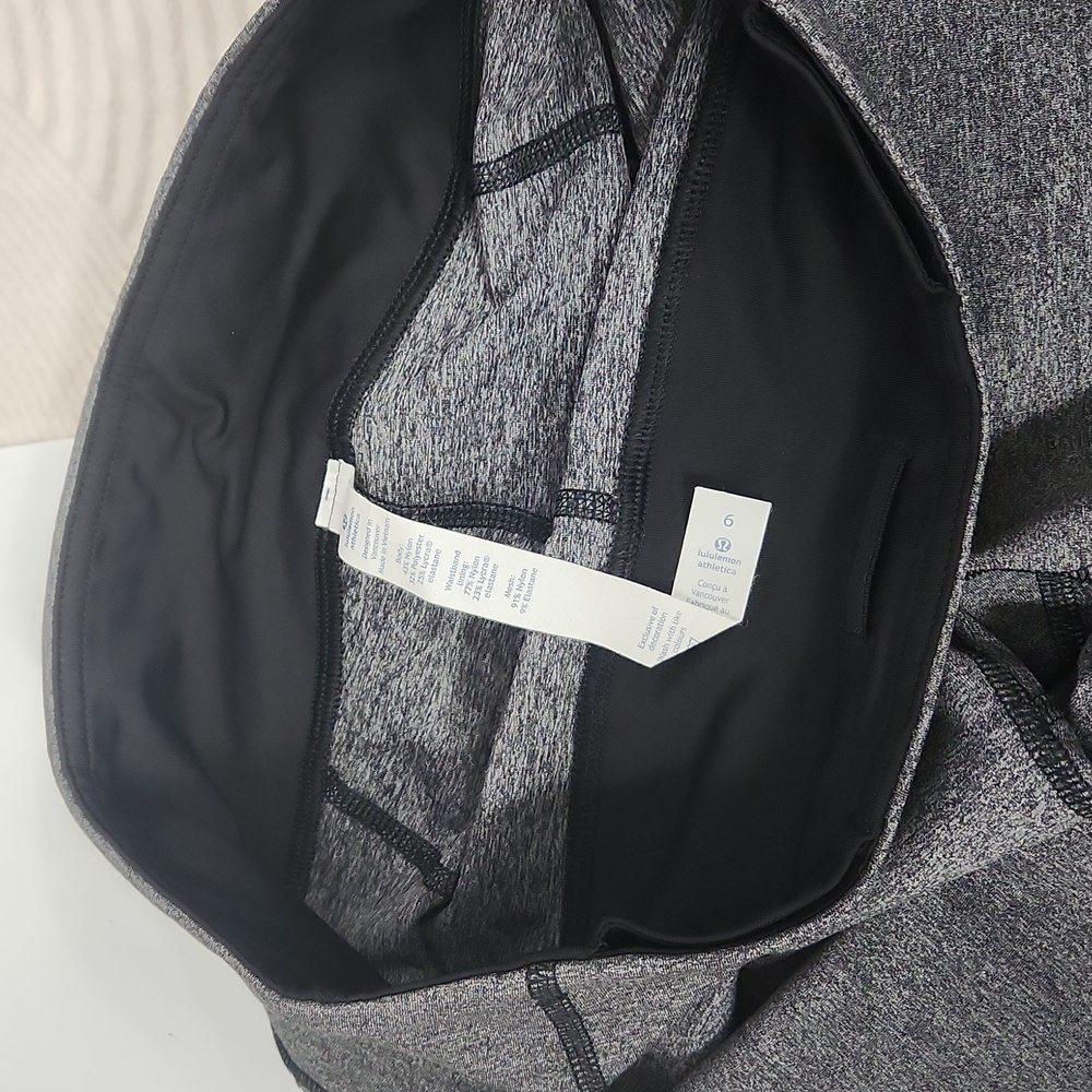 Lululemon Pace Rival Crop 22" | Heathered Black & Black | Size 6 - Picture 8 of 10